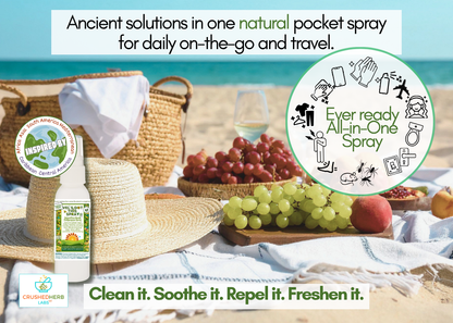 Vel's Got This Ever-Ready Pocket Travel Spray to Sanitize, Repel Bugs, Soothe Joints, Feet, & Cuts & Freshen Bodies & Rooms