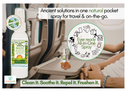Vel's Got This Ever-Ready Pocket Travel Spray to Sanitize, Repel Bugs, Soothe Joints, Feet, & Cuts & Freshen Bodies & Rooms